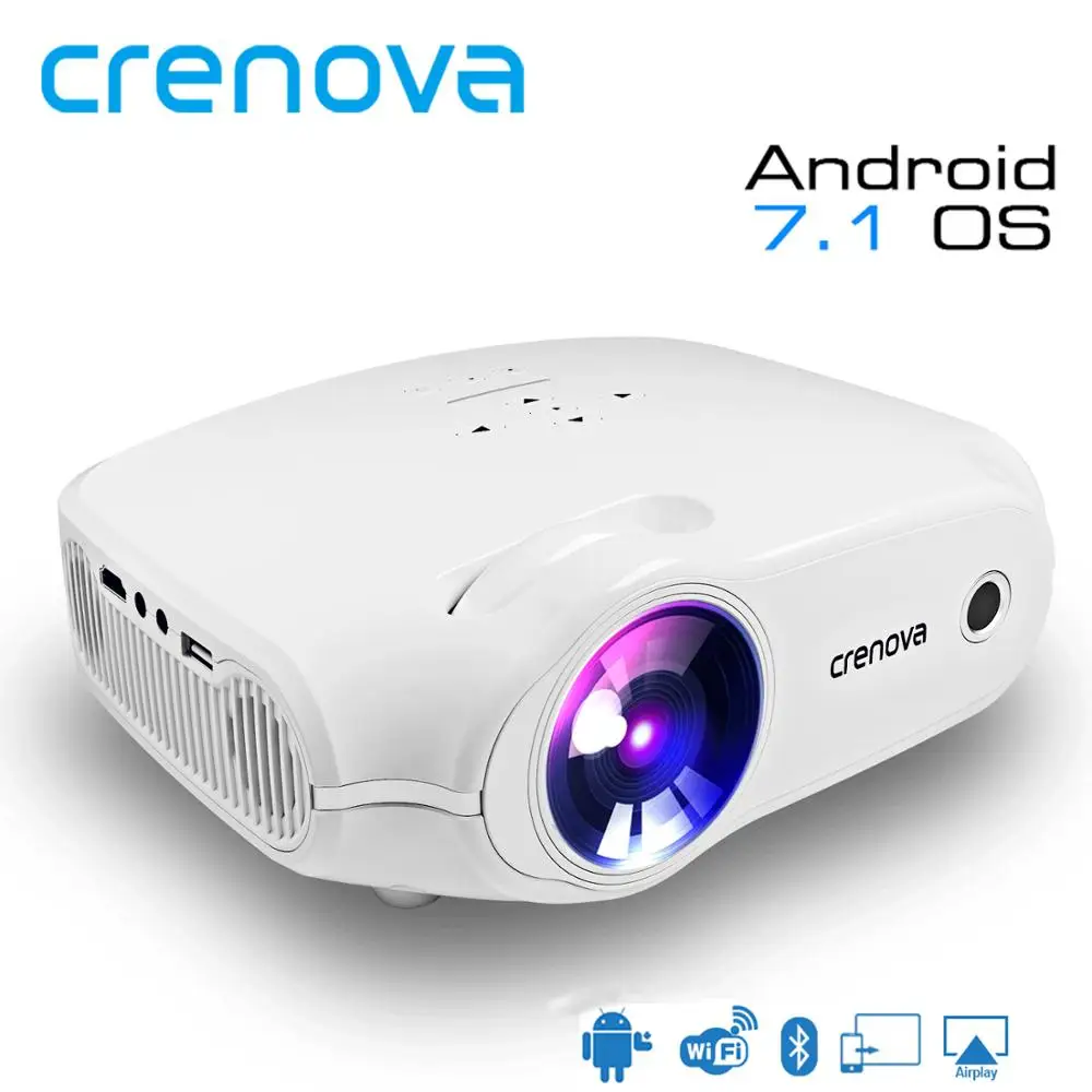CRENOVA новейший светодиодный проектор для Full HD 4K* 2K видео проектор Android 7.1.2 OS домашний кинотеатр Кино проектор