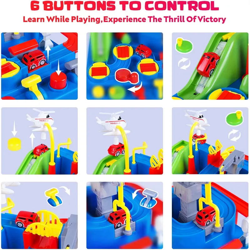 

Race Tracks for Boys Car Adventure City Rescue Preschool Educational Toy Vehicle Puzzle Car Track Playsets for Kids Gifts