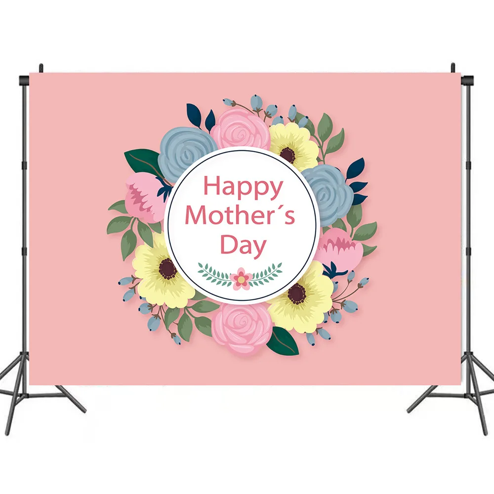 

Happy Mother's Day Flowers Surprise Pink Background for Portrait Photography Decors Photographic Backdrops Photocall Studio