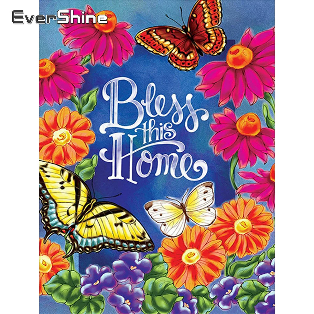 

Алмазная вышивка EverShine, мультяшная полноразмерная картина с цветами, мозаика, Наборы для творчества с бабочкой, вышивка крестиком, Декор для...