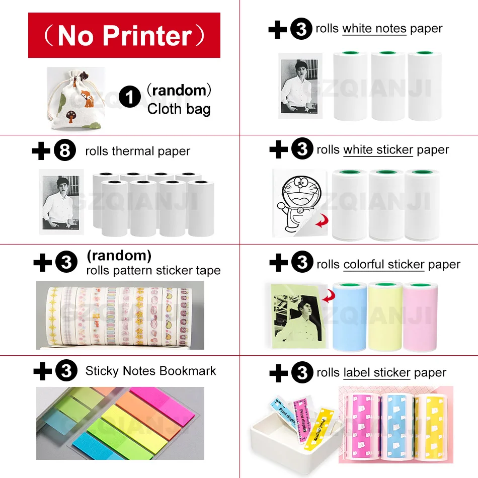 Big Paper Package2 Карманный фототермальный принтер, бесплатный Appp Мини карманный чековый принтер 58 мм для телефона android iOS с функцией AR/power Bank - Цвет: Big Paper Package2