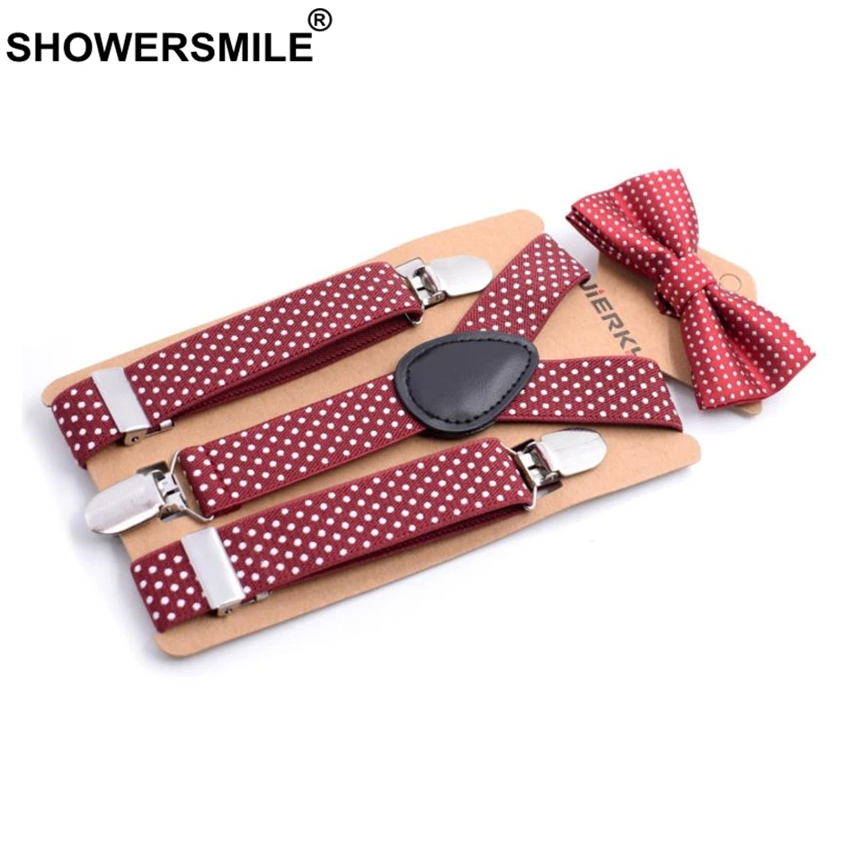 Детские подтяжки и галстуки бабочки SHOWERSMILE штаны в горошек брюки на подтяжках