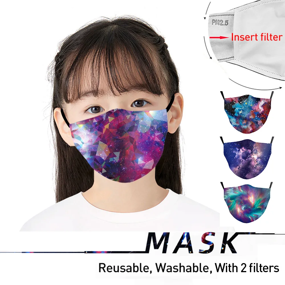 

Zawaland Children 3D Print Mouth Masks Anti Dust PM2.5 Face Masks Washable Fabric Masks Kids Mouth-muffle Mask with 2 Filters