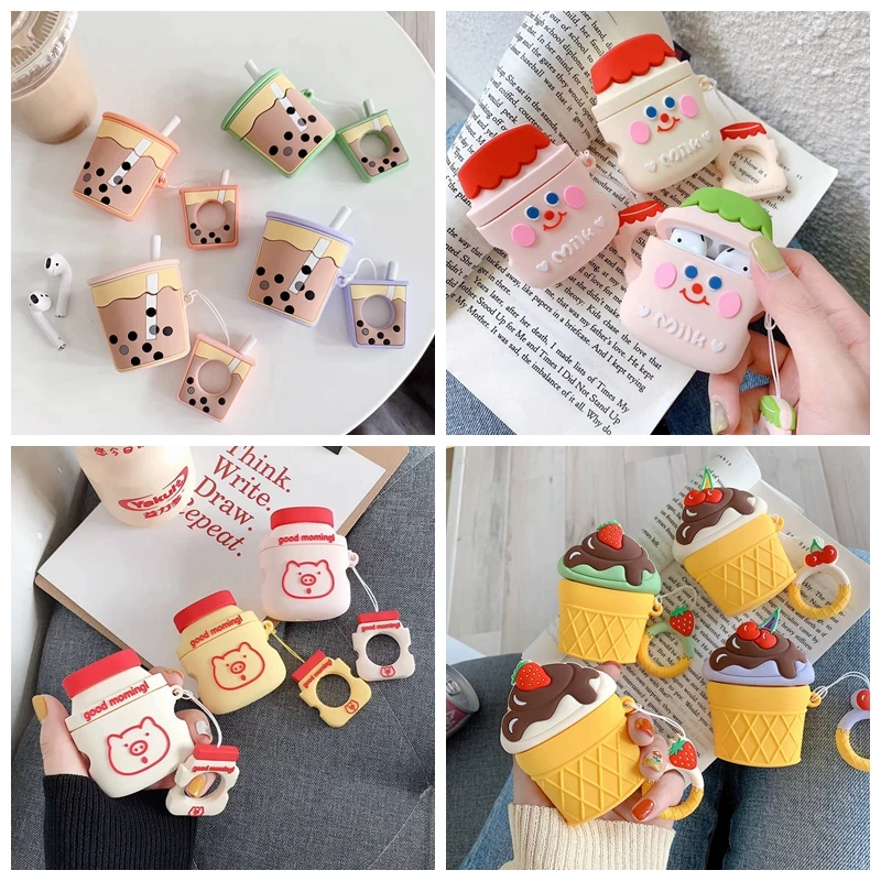 Чехол для AirPods чехол беспроводных наушников Boba Milk Tea защитный Airpods 2 симпатичная