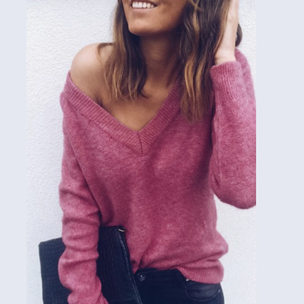 Повседневные осенне-зимние женские свитера блузка женский свитер однотонные