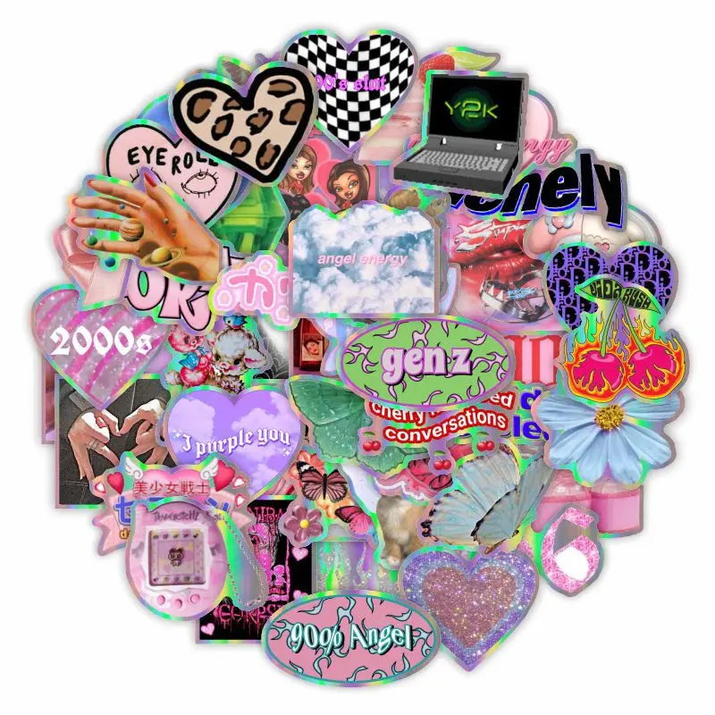 

10/30/50PCS Vintage Laser Leopard Love Stickers Aesthetic Y2k Motorcycle Travel Luggage Guitar Skateboard 2000s Sticker Decal