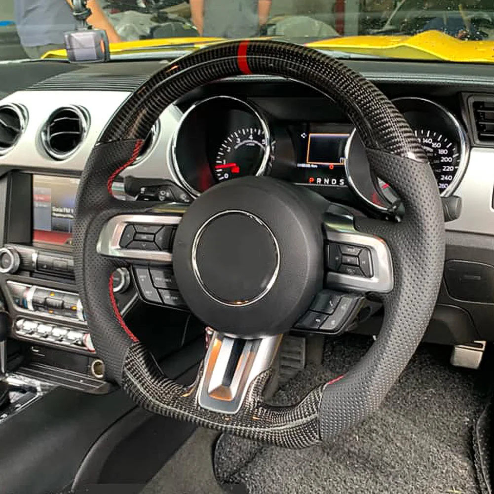 Руль с подогревом из углеродного волокна подходит для Ford Mustang EcoBoost GT Shelby GT350 /GT350R