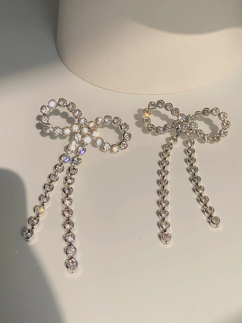 Baroque Style Simple Chain String Drop Earrings Bowknot Long Tassel Earring Statement Bow Gift Hiphop jewelry | Украшения и