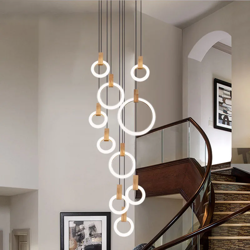 Современная Деревянная люстра светодиодный светильник для гостиной столовой