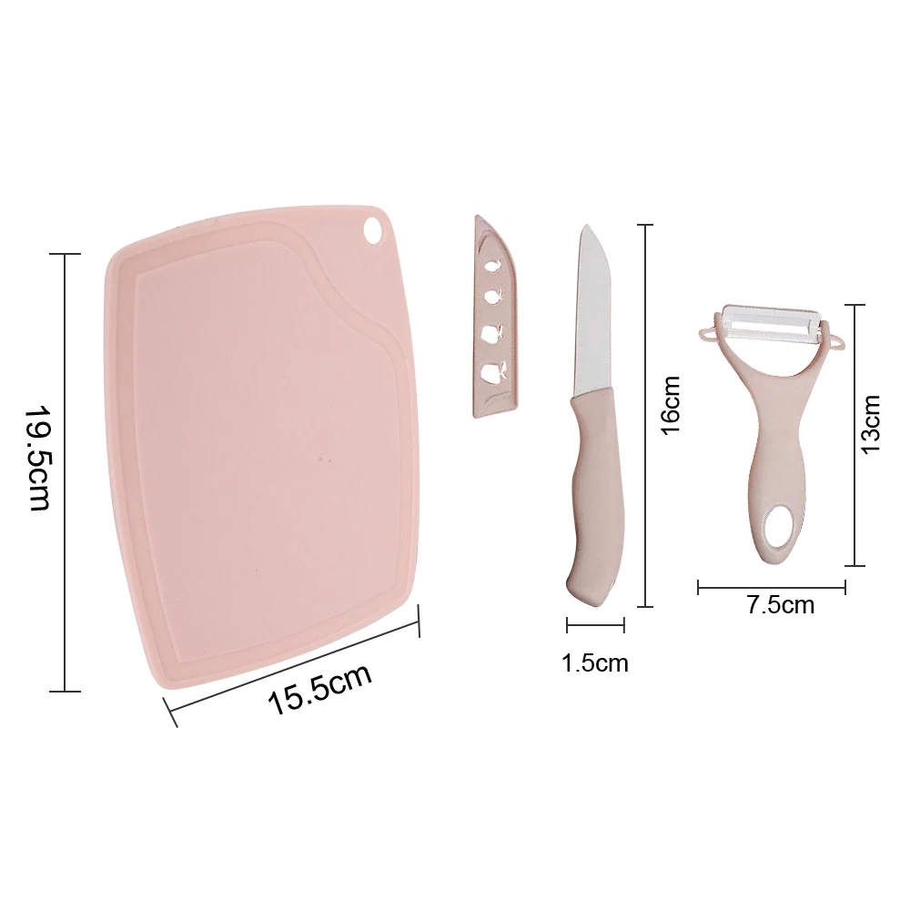 

3Pcs/set Advanced Ceramic Fruit Knife Peeler Home Mini Small Cutting Board Kit for Kitchen Camping Cutting Fruits and Vegetable