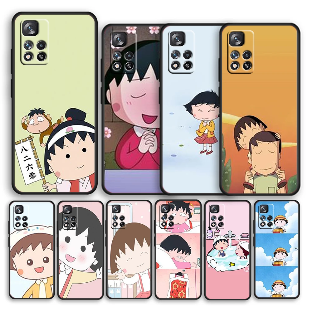 

Anime Little Maruko Girls For Xiaomi Redmi Note 11 10T 5G 9T 9S 8T 7 6 Pro Max Plus 5A 4 Silicone Soft Black Phone Case