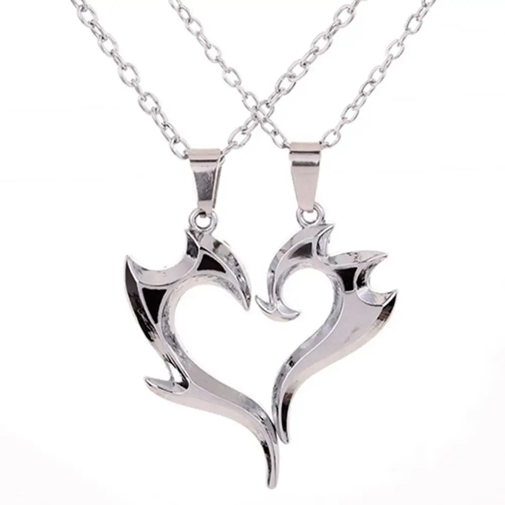 

38-40cm Men Women Lover Couple Heart Magic Wand Pendant Choker Chain Fashion Necklace Non-fading Silver Pendants Choker Ladies