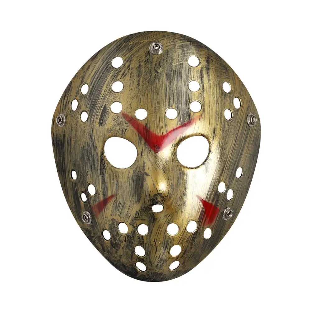 Золотой Jason Voorhees Маска Косплей пятница 13th ужас хоккейный костюм тушь на Хэллоуин для взрослых маскарадные Вечерние - Цвет: Золотой