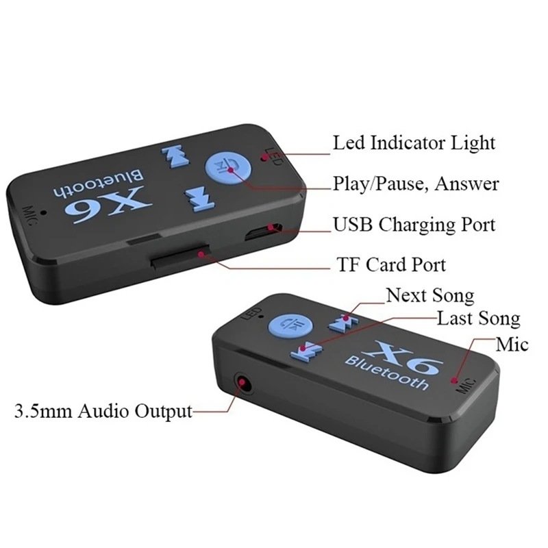 Передатчик Bluetooth X6 5 0 мм адаптер Aux Usb автомобильный для воспроизведения музыки MP3