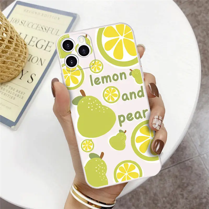 

White Fruit Pineapple Avocado Phone Case for iPhone 11 Pro Max XR XS Max 7 8 6 6S Plus SE 2020 Yellow Soft Silicone TPU Cover
