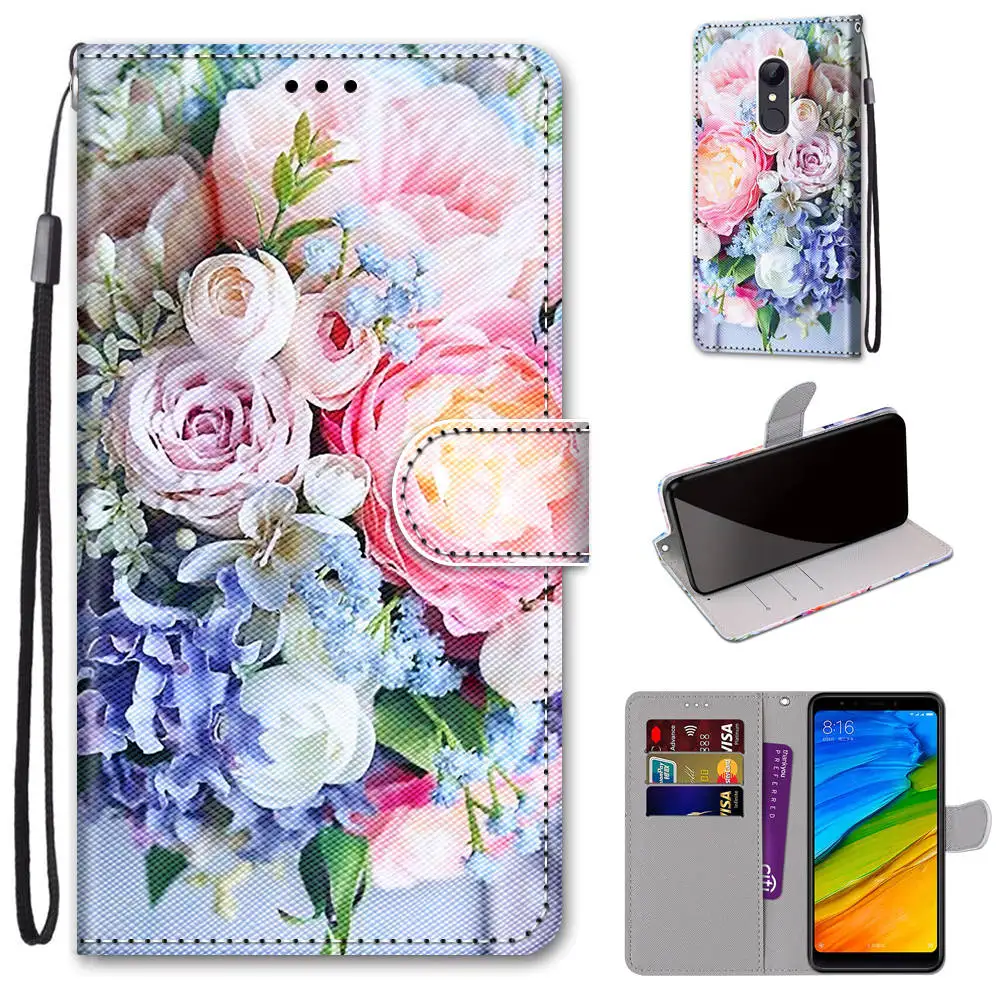 Printed Leather Case For Xiaomi Redmi 5A 5 Plus GO 3 3S 10X 4G Phone Case Flip Wallet Book Cover For Redmi Note 5 Pro 5A Prime