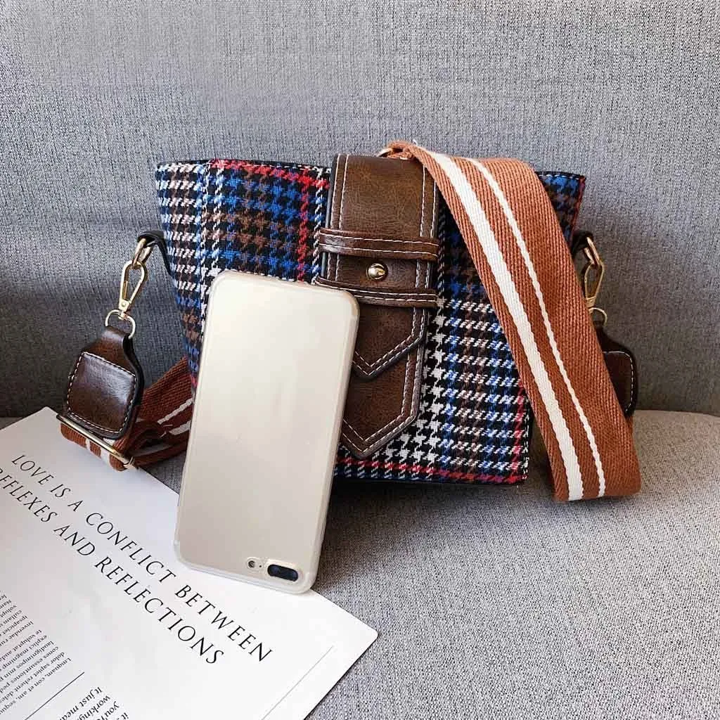

Women's Designer Handbag 2020 New Fashion Female Handbags High Quality Wool Stripes Women Tote Bags Girl Shoulder Messenger Bags