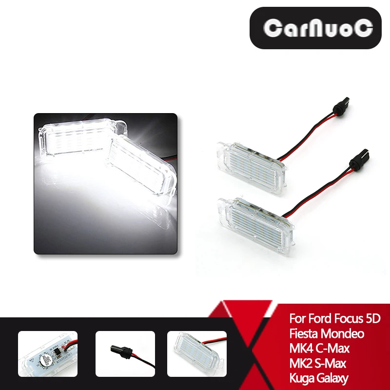 Светодиодная лампа Canbus для номерного знака 2 шт. Ford Focus 5D Fiesta Mondeo MK4 C Max MK2 S Kuga Galaxy 6000K