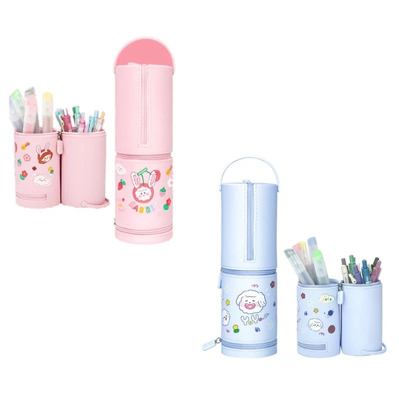 

NBX Stand Up Pencil Case Pen Holder Waterproof Silicone Stationery Box Zipper Pouch Organizer for Kids Students