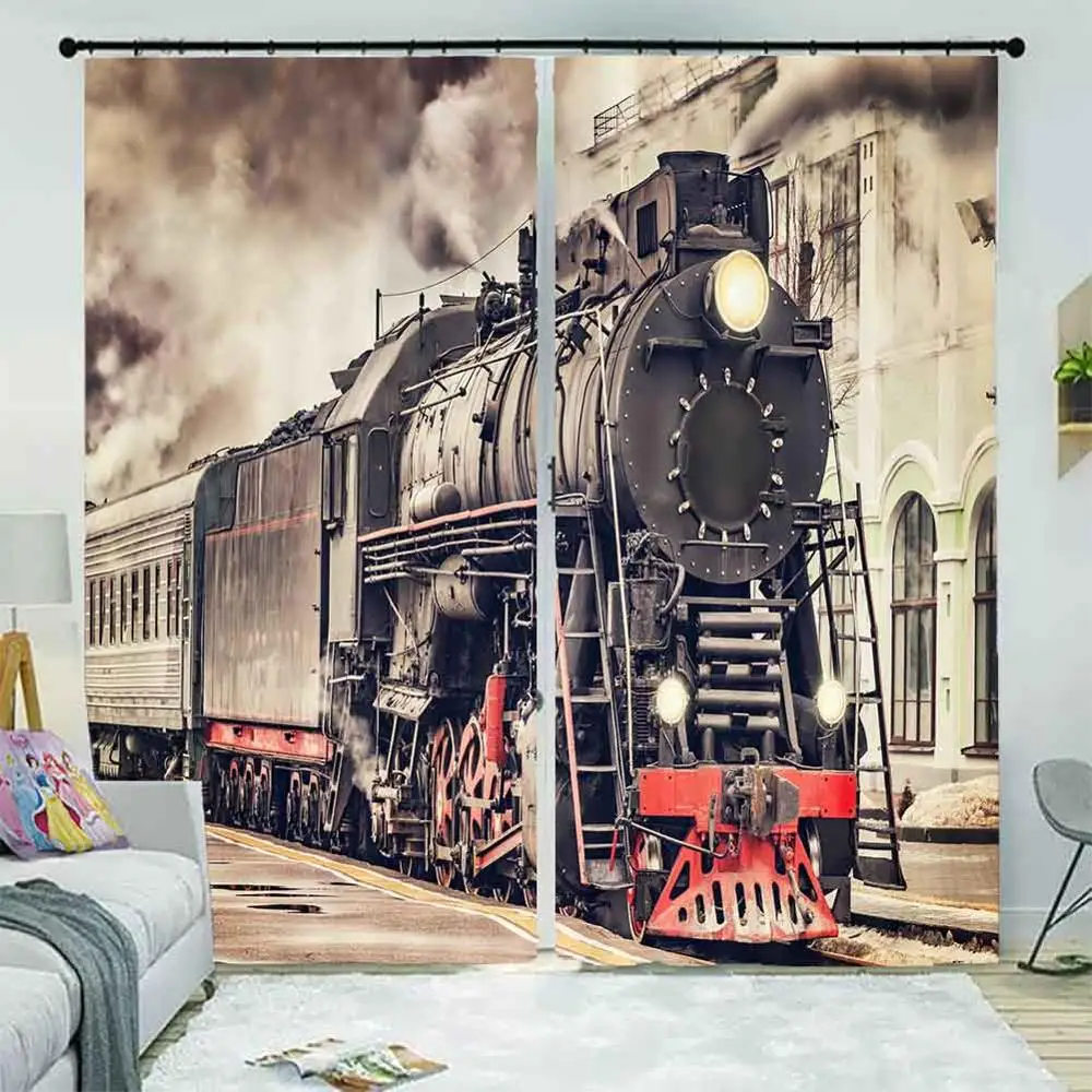 3D занавеска на окна с принтом поезда для гостиной спальни в современном стиле |