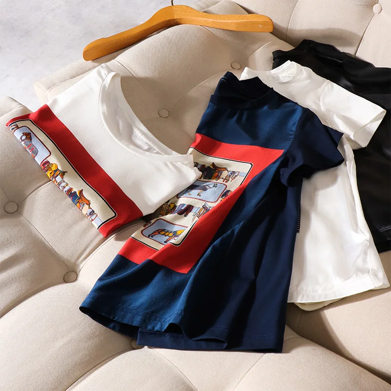 

New Strong cargo Printed silk T shirt women s short sleeve summer top silk loose round neck