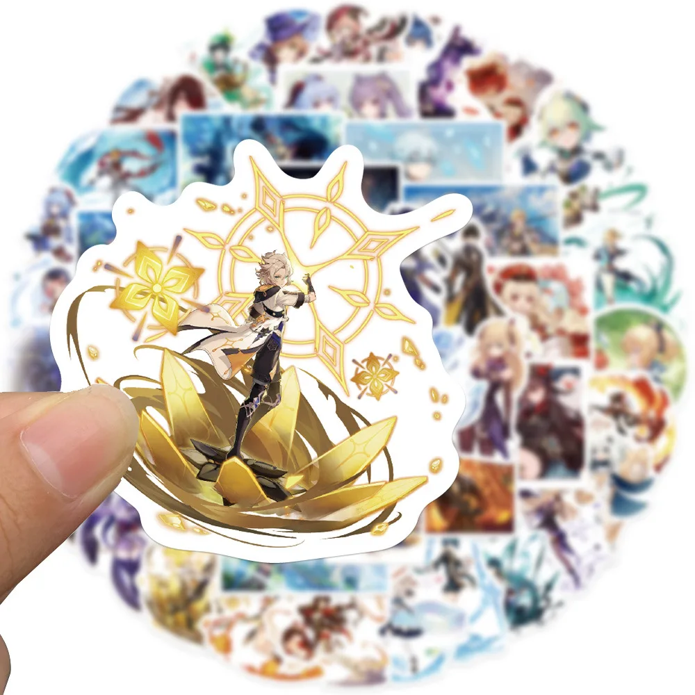 103050pcs new raiden shogun genshin stickers aesthetic anime game decal for suitcase luggage motor bicycle car kids stikers free global shipping