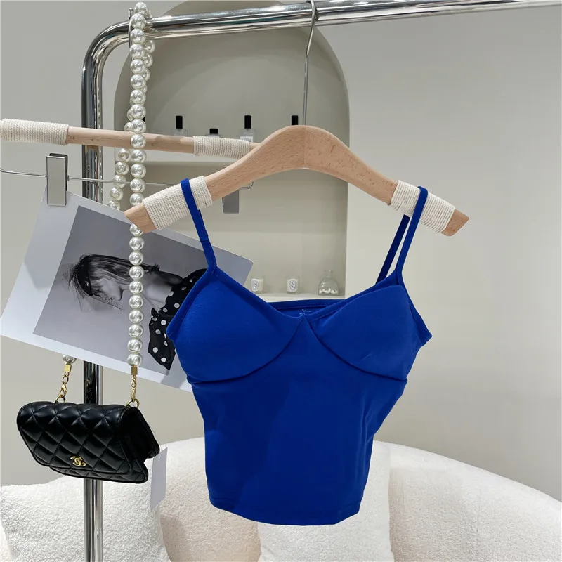 

Women's Spring Summer 2021 Fashion Slim sleeveless top V-neck open back top Bottoming shirt Black suspender vest