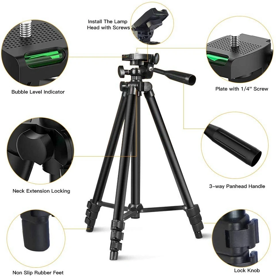 camera phone tripod selfie stand portable adjustablestand mount smartphone holder clip control live video youtube photography free global shipping