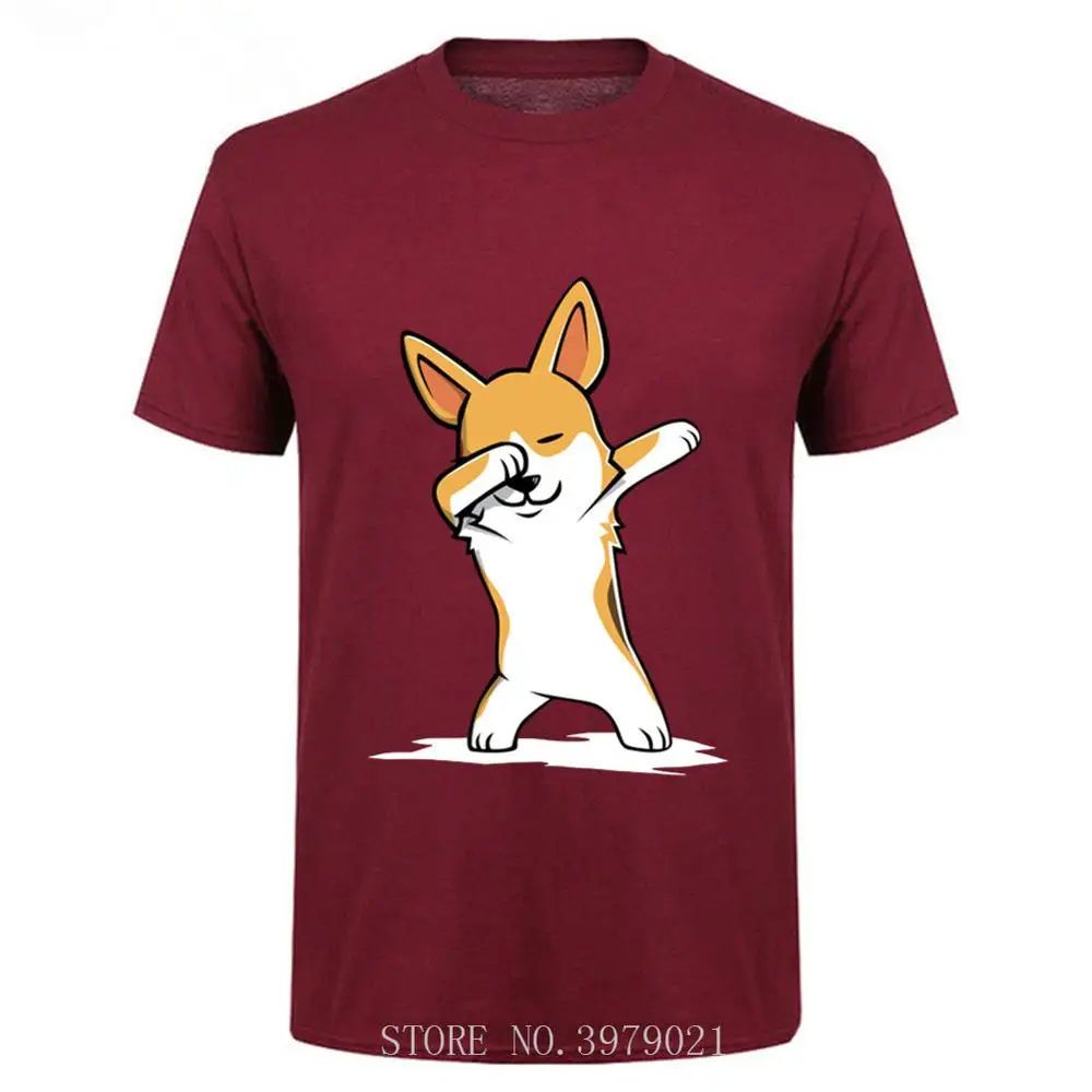 Забавные креативные футболки Dabbing Corgi мужская одежда с коротким рукавом футболка
