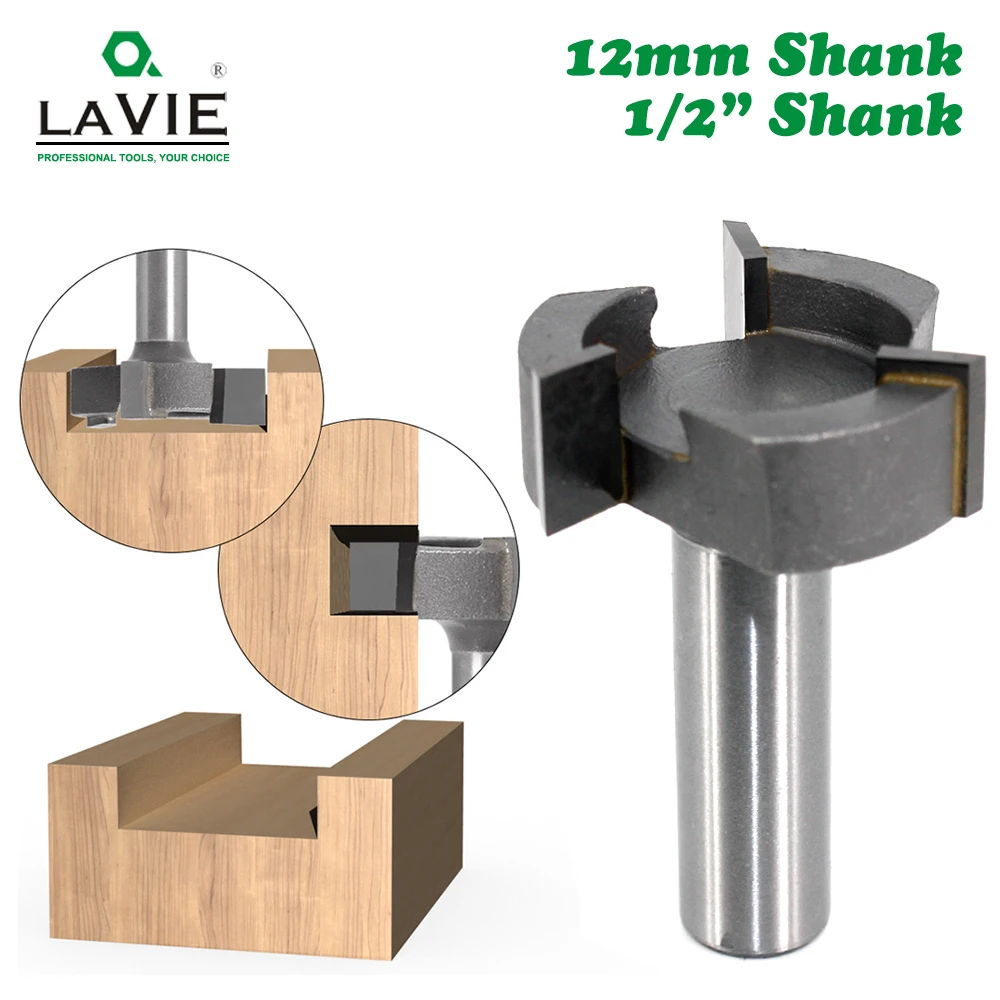 LAVIE 12mm 1/2 Shank 3 Teeth T-Slot Z3 Router Bit Straight Edge Slotting Milling Cutter Cutting Handle for Wood Woodwork 318Z3KC
