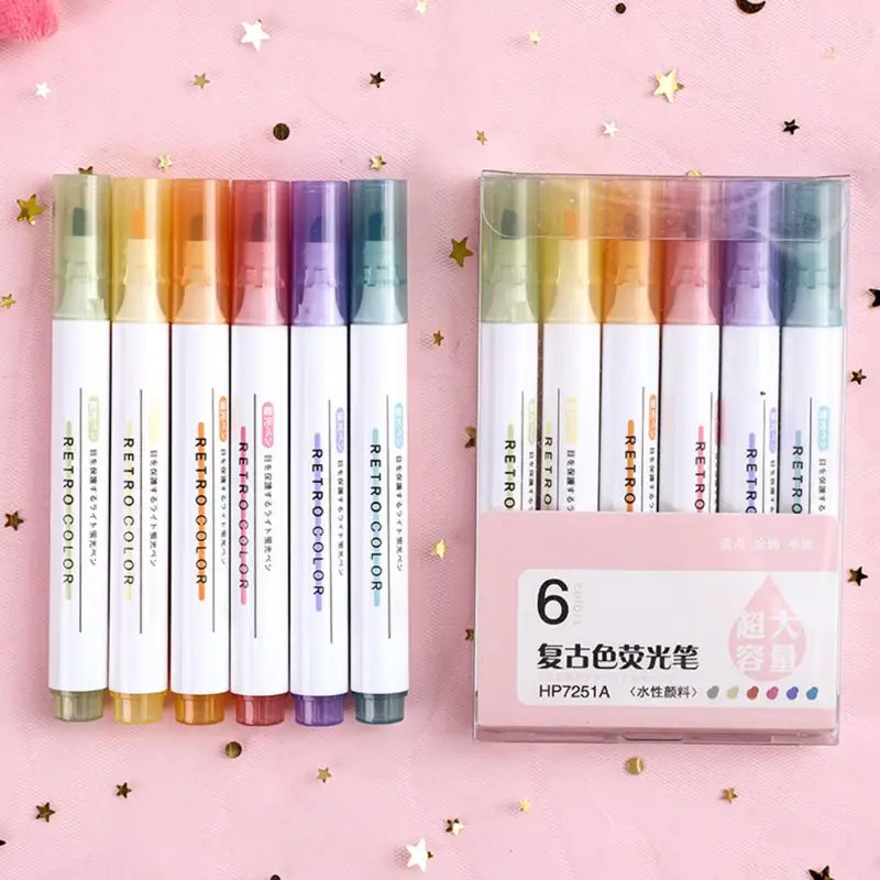 6 шт./компл. ручка хайлайтер пастельные флуоресцентные маркеры для журналов
