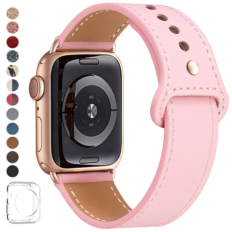rose connector Натуральная кожа петля ремешок для apple watch band 44 мм 40 мм, 42 мм, 38 мм, ремешок для наручных часов iwatch, версия 4/3/2/1 Часы браслет аксессуары - Цвет ремешка: rose connector