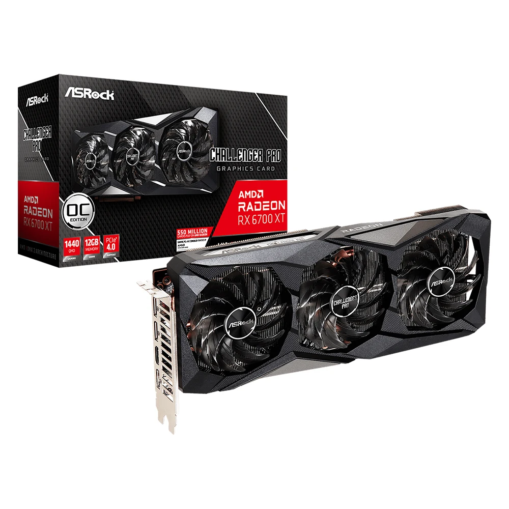 ASRock Radeon RX 6700 XT Challenger Pro 12 Гб OC RX6700XT чип GDDR6 поддержка AMD RDNA2 компьютерная графика |