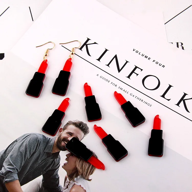 Серьги-подвески из смолы для макияжа в виде губной помады 12 х37 мм шт./упак. |