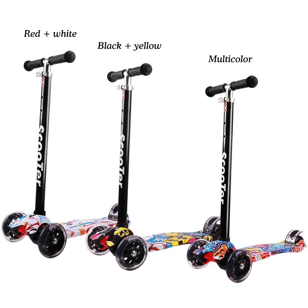 Foldable Scooter for Kids 3 Wheels with Light Up Kick Toddlers 3-8 Year Gifts Adjustable Height | Спорт и развлечения