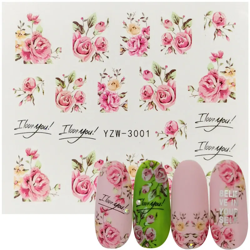 1 Sheet 3D Embossed Nail Sticker Flower Adhesive DIY Manicure Water Transfer Slider Art Tips Decorations Decals | Красота и здоровье