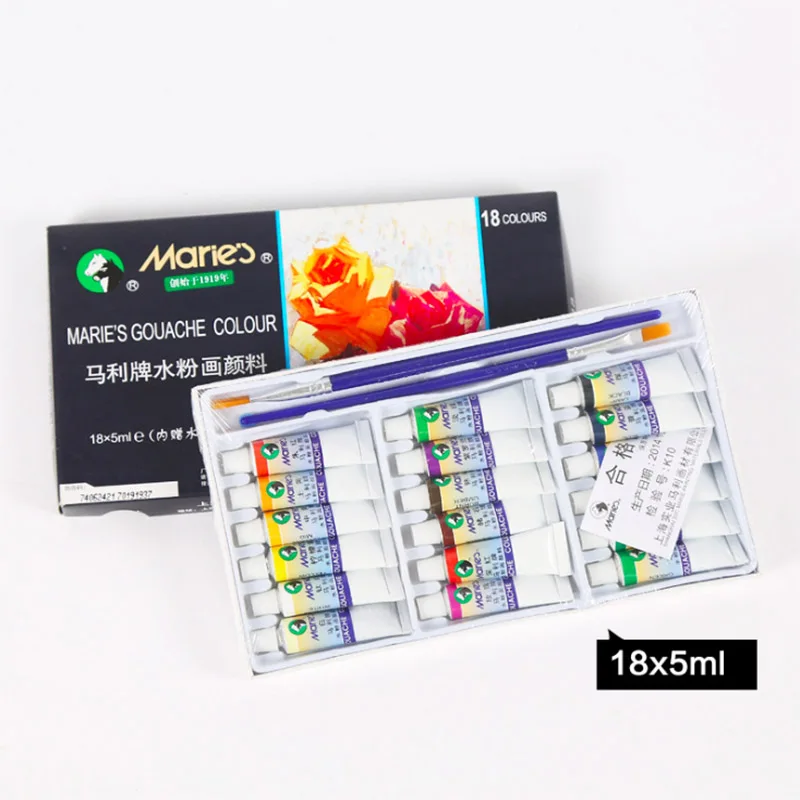 18 COLOR Гуашь краски ing paint Set Высокое качество Прозрачный 5 мл гуашь пигмент для художника школы студента - Цвет: 18 COLOR