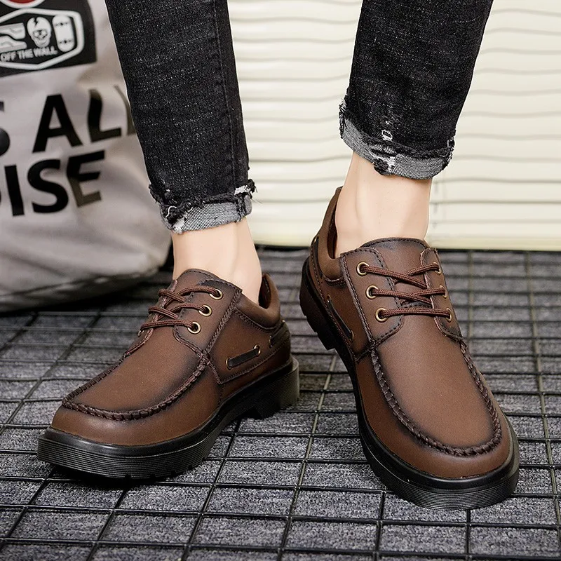 Мужские мокасины из натуральной кожи удобные лоферы Нескользящие повседневная