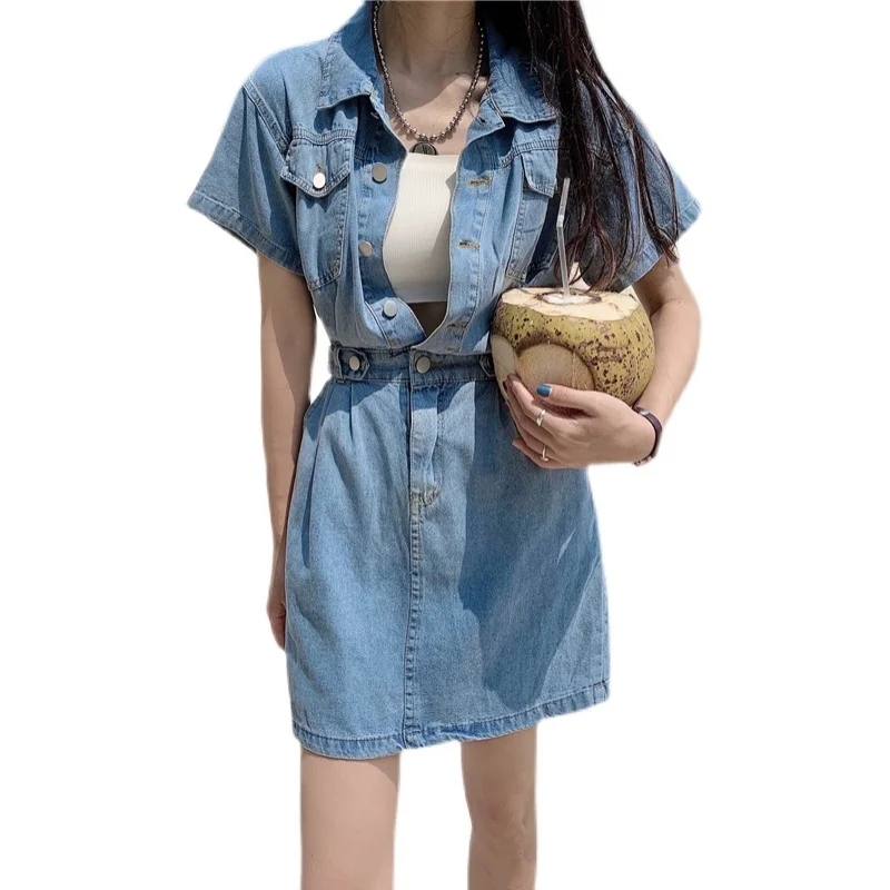 

2021 New Arrival Hot Sale 20553 [2 Room Under The 4 Row 3 Film Web Celebrity Figure Long Lapel Cowboy Dress In 65