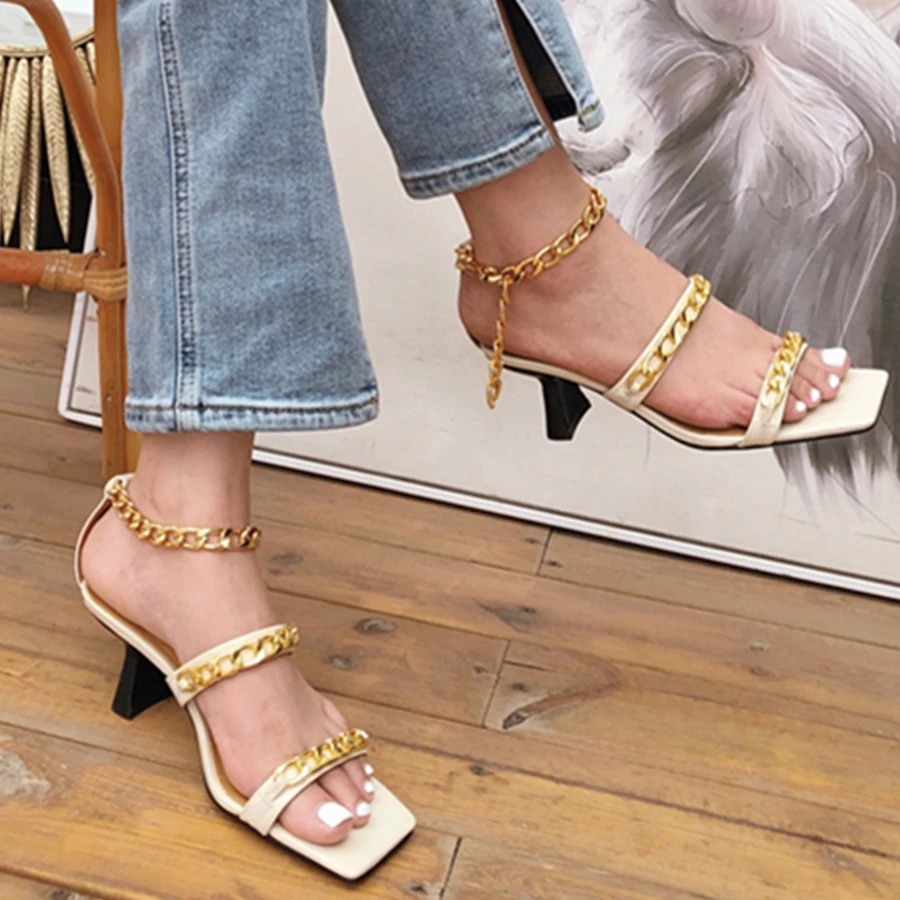 

Босоножки Elmsk Женские винтажные из натуральной кожи на высоком каблуке