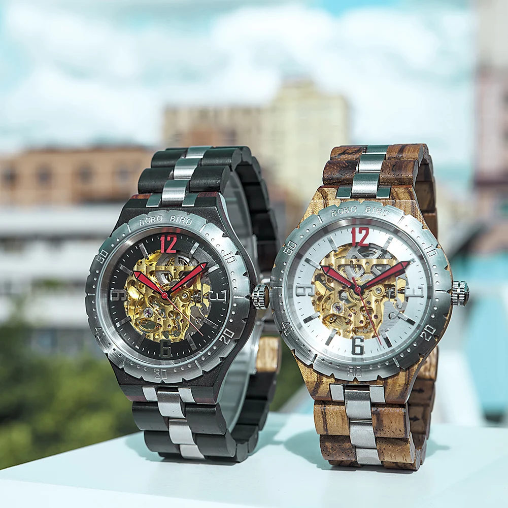 Часы мужские механические деревянные с логотипом на заказ | Наручные часы