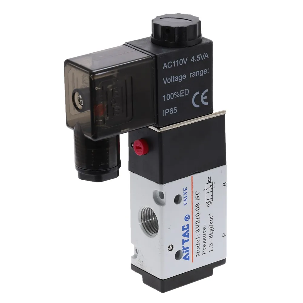 Пневматический 3 Way 2 Позиция 1/" электромагнитный клапан Airtac 3V210-08 DC12V DC24V AC110V AC200V