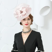 british style linen hats sinamay base for kentucky derby hat wedding races hat female hemp yarn banquet headdress bride linen