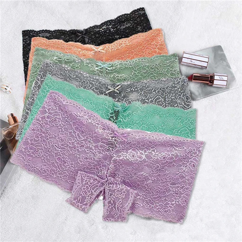 

1PC Lace Panties Women Sexy Seamless Solid Color Briefs Intimate Boyshorts Transparent Open Crotch Bowknot Ladies Panties