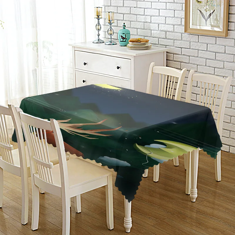 

Moon Night Elk Art Tablecloth Household Table Cloth TV Cabinet Tea Table Cloth round Table Placemat christmas table cloth