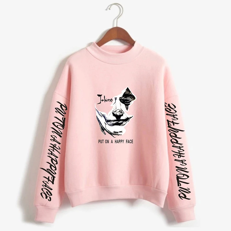 Наденьте счастливого лица с высоким воротником и капюшоном Зимний пуловер Стиль