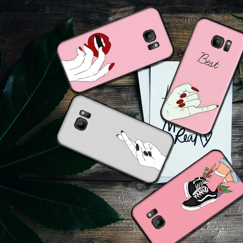 Сексуальные губы красный лак для ногтей Мягкий силиконовый чехол телефона Samsung