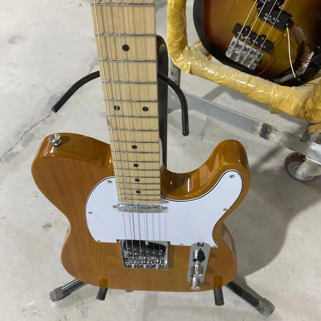 Tele электрическая гитара Alderwood Body светильник-желтого цвета Кленовая грифельная