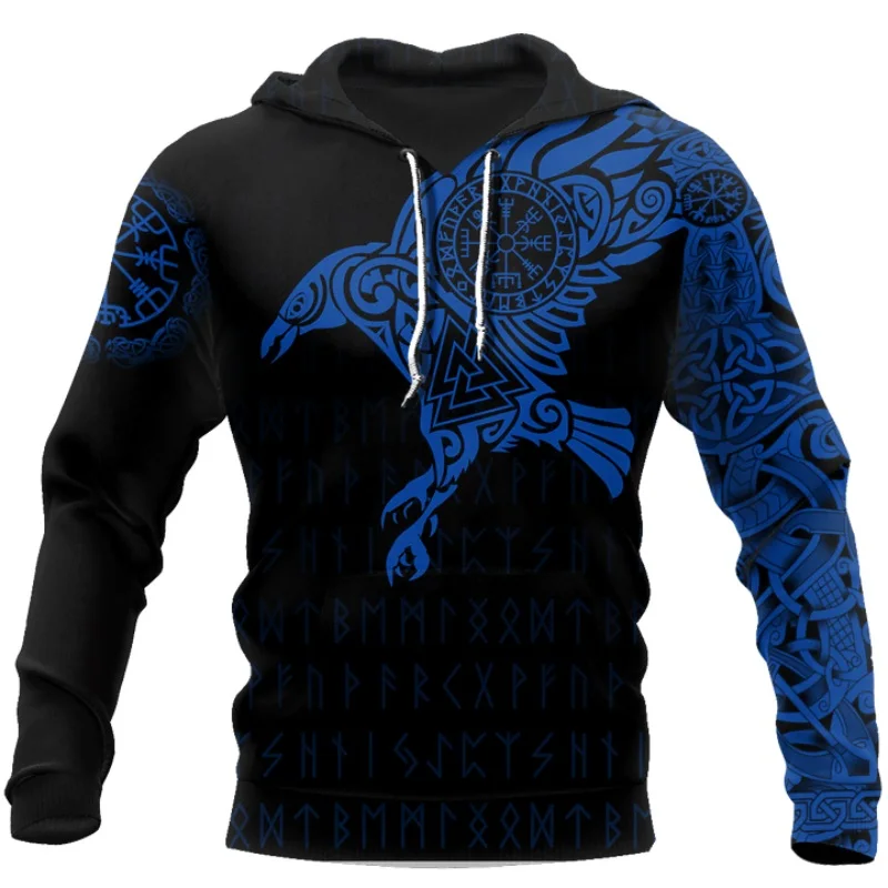 Модные мужские толстовки с 3D-принтом викингов-Ворон Одина худи капюшоном в стиле