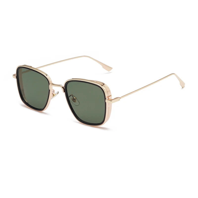 Dark Green Винтажные очки shauna квадратные металлические панк Солнцезащитные очки женские модные Kabir Singh Солнцезащитные очки Мужские UV400 - Цвет линз: Dark Green